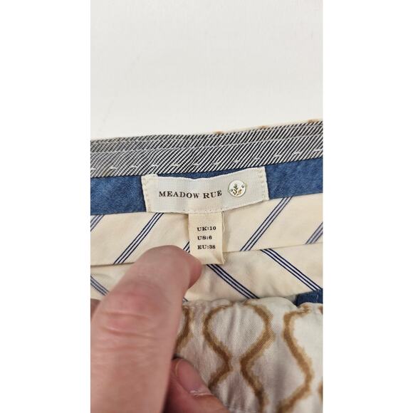 Meadow rue Anthropologie linen blend geometric window pane neutral EUC 6 shorts - Picture 5 of 10